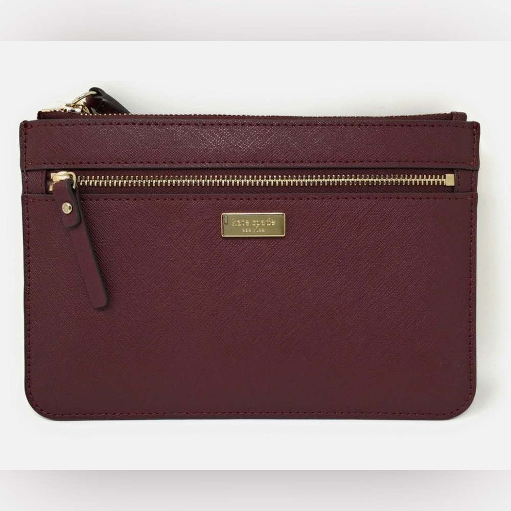 Kate Spade Laurel Way Tinie Leather Wristlet Cherrywood